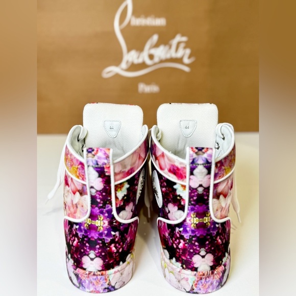 Christian Louboutin Blooming Orlato Abstract-print Silk High-top Trainers EU 44 - Picture 12 of 16